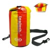 About 20L, built with PVC-free, 300D nylon with double urethane coating, 100% waterproof dry bag
