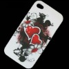 Advanced handcraft  double HEART phone cover TPU+water transfer for Iphone 4S