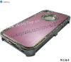 Alloy Plated Chrome Luxury Case for iPhone 4 4S. With Diamond Frame Design+Diamond Hole Design.Pink Color.
