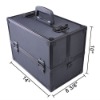 Aluminum Makeup Cosmetic Train Storage Case w Key Lock Jewelry Artist Box Black