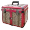 Aluminum cosmetic case with tiger pattern cloth