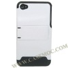 Amass Leather Coated Hard Case for iPhone 4S/ iPhone 4with Stand (White)