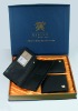 Antibacterial genuine leather  men's magic gift set&wallet
