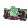 Attactive big PU red Lady's evening bag unique crystal button