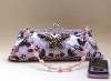 BEADED VELVET EVENING bag HANDBAG PARTY clutch purse