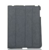 BF-IP006(1)Nice grey leather case for ipad 2 with folder style .OEM orders are welcomed.