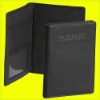 BLACK GENUINE LEATHER BIFOLD PASSPORT CC TRAVEL WALLET