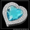 BLUE CRYSTAL HEART FOLDING PURSE HANDBAG HANGER HOOK