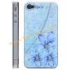 Beautiful Flowers Rhinestone Hard Protect Cover Case For iPhone 4