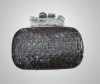 Beautiful  python snake skin four ring skull lady clutch bag