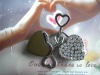 Beautiful rhinestone heart shape lock with heart heart key,nice for bag or jewel box
