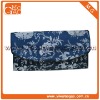 Beauty fancy clutch snap closure flower pattern blue fashion lady silk cosmetic bag