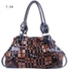 Bicolor-stripe girls shoulder bag