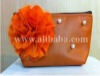 Big orange flower handmade cosmetic bag, wallets, purses