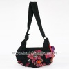 Black Cotton with Eight Stripe Flowers Messenger Bag(Black)