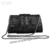 Black Crocodile Leather Clutch Bag