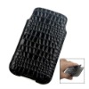 Black Crocodile Skin Vertical Leather Pouch Case for iphone
