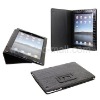 Black Crozzling Leather Skin Case for iPad 2 with Built-in Holder