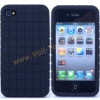 Black Grid Design Silicone Skin Case Cover for iPhone4