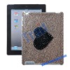 Black Heart Pattern Rhinestone Protective Cover For iPad 2
