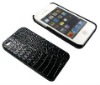 Black Leather Skin Pattern Hard Case for Apple iPhone  4G