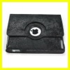 Black Magnetic Leather Case 360 Degree Rotating Stand Cases for iPad 2 Smart Cover with Luxury Embossing Flower