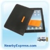 Black & Orange Tache Leather Case Cover for iPad 2