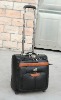 Black PU leather excellent quality inside trolley pilot case
