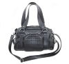 Black PU leather handbag BAG800707