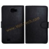 Black Plain Leather Protect Shell Skin For Samsung Galaxy Note i9220