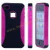 Black Plastic Case Hard Skin With Hot Pink TPU Cover For iPhone 4