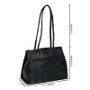Black Rectangular Leather Bag with Floral Print