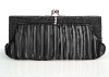 Black Satin Beaded and Crystal Clasp Evening Handbag/clutch bag 025