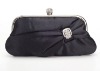 Black Satin Bridal Evening Party Wedding Clutch BAG/HANDBAG