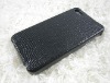 Black Smooth Leather  Flip Case Pouch Cover for iPhone 4