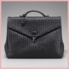 Black Two-Gusset Woven Briefcase