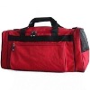 Black and red colored traveling bag
