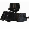 Black crocodile folding cosmetic bag with magnet closure