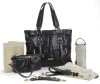 Black faux leather baby changing bag