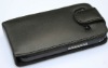 Black faux leather case cover flip for sumsung S5830 PC90