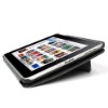 Black genuine cowhide leather wrapped design shell cover for Apple iPad