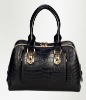 Black genuine leather handbag A1080
