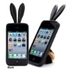 Black silicon bunny case for iphone 4