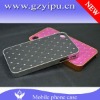 Bling Diamond Crystal Decoration Chromed Bumper Hard Plastic Shell with Leather sticker