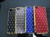 Bling bling plstic pasted case for iphone 4/4S diamond case for iphone 4 silver plating case