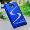 Blue Bling Stones Ornament S Pattern Hard Skin Back Cover for Samsung Galaxy S2 i9100
