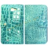 Blue Crocodile Leather Case Shell Skin For Samsung Galaxy Note i9220