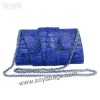 Blue Crocodile Leather Clutch Handbag