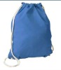 Blue Drawcord Cotton Sheeting Long Strap Canvas Tote Bags