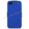 Blue Frosted Detachable Hard Skin Case Shell With Stand For iPhone 4 4S